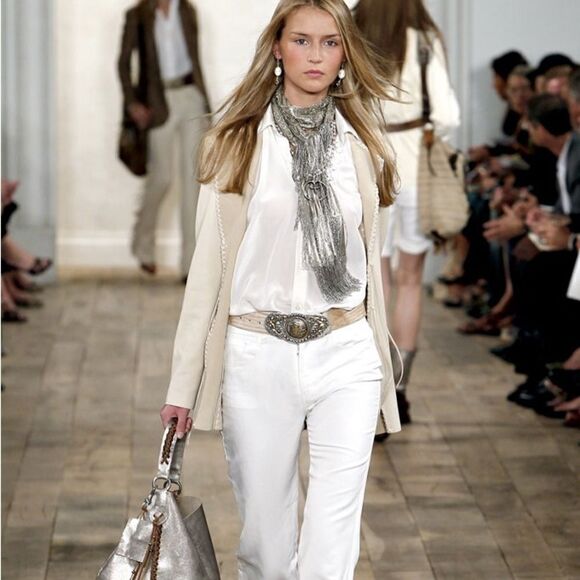 Ralph Lauren * Runway Collection Metallic Beaded Scarf - Picture 10 of 16